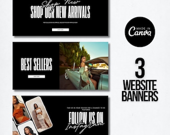 Business Web Slide Banners, Fashion Banners, diy web slide banners, canva templates, Fashion business, website banners, shopify, wix