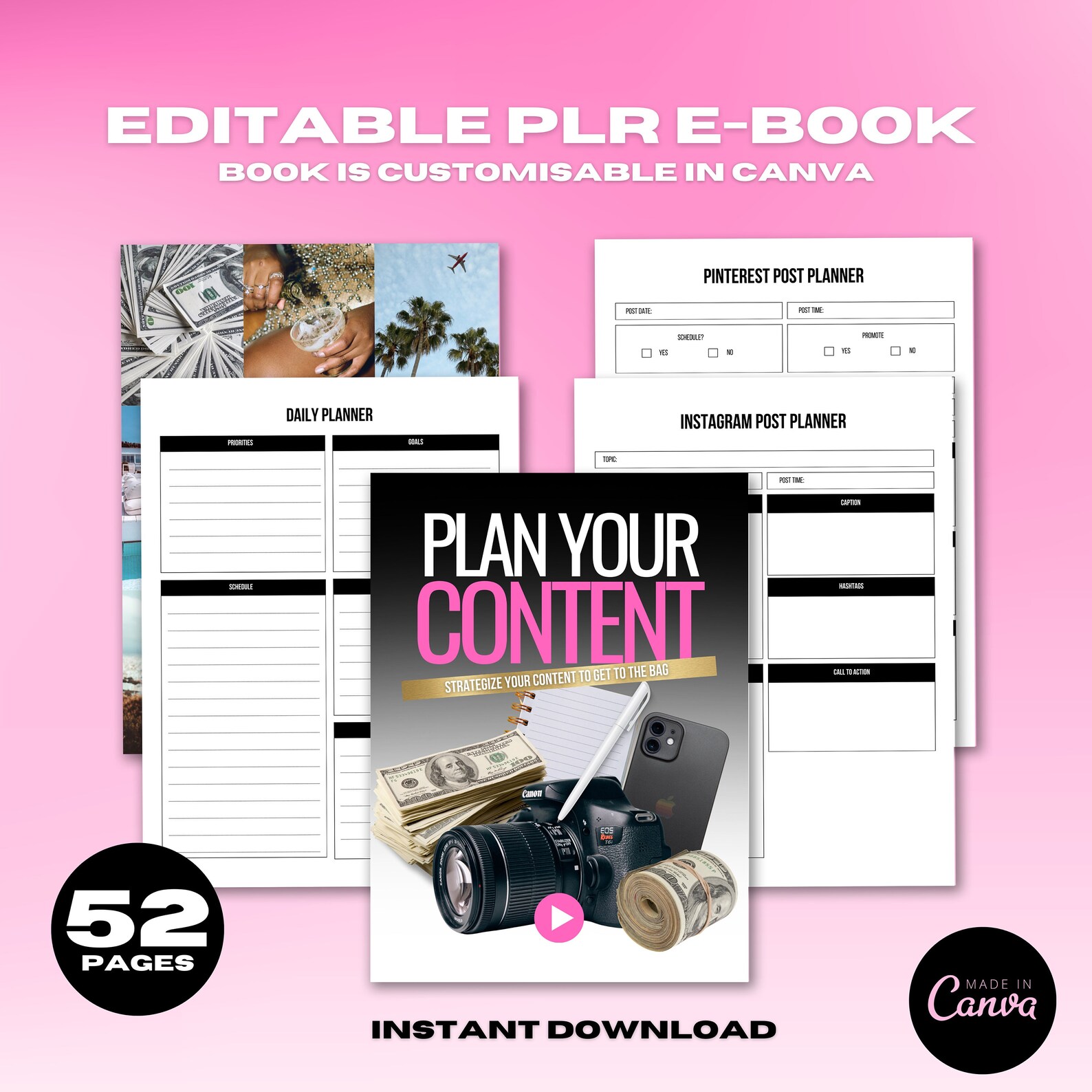 PLR E-book Planner | Done for You Template E Book Template Plan Your ...