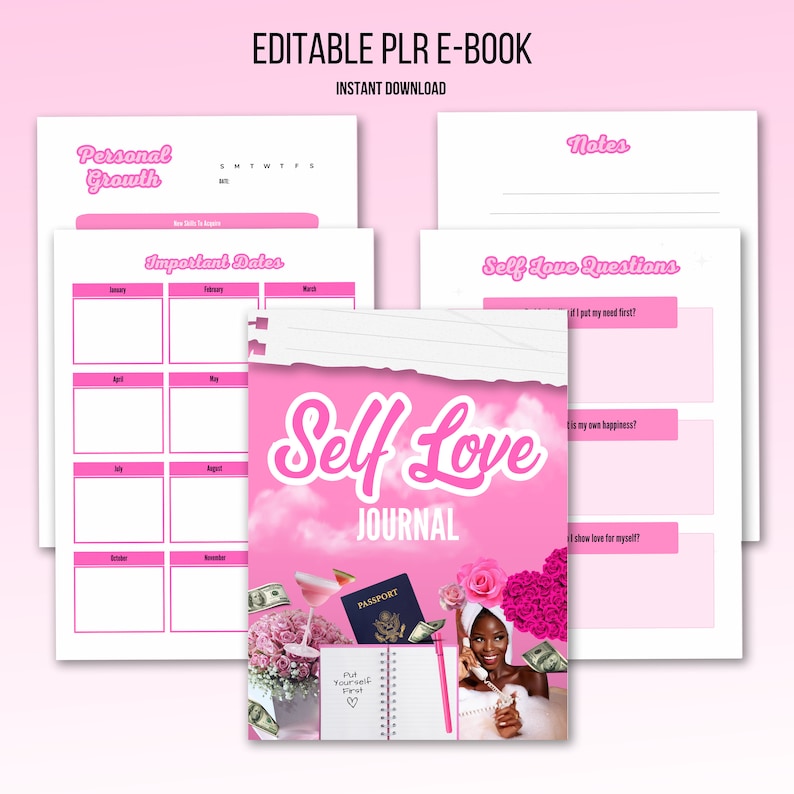 PLR E-book Journal | Done for You Template E Book Template Self Care ...