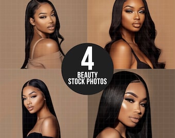 Beauty Stock Photos | African American Beauty Images Hair Model AI Stock AI Generated Photo Hair Extension Digital Download