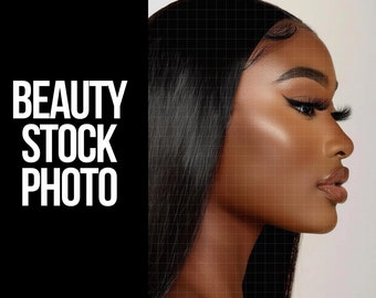 Foto de stock de belleza, Foto de stock de maquillaje, Modelo afroamericano, Imágenes de belleza Foto de stock de cabello, Foto Extensión de cabello Descarga digital