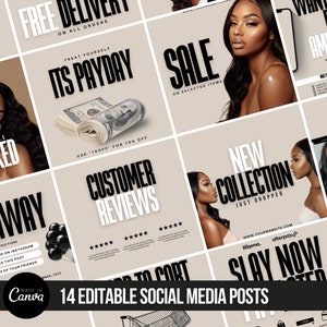 14 modelli di social media, marketing digitale, modello Canva per social media, attività di parrucchieri, modelli di contenuti Instagram, volantini di marketing