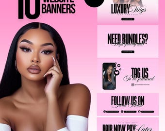 Website Banners, DIY Web Banner Template Design, Shopify Website Banners, Hair Web Banners,Wix Web Banners, Premade Business Design