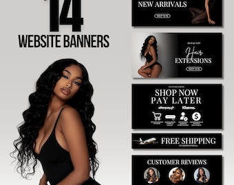 Website Banners, DIY Web Banner Template Design, Shopify Website Banners, Hair Web Banners,Wix Web Banners, Premade Business Design