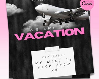 休暇チラシ、不在時チラシ、中小企業、ソーシャルメディアマーケティングチラシ、Canvaテンプレート、DIYチラシ、ヘアチラシ、ラッシュ
