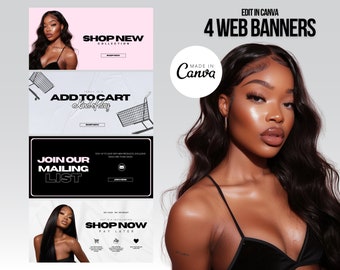 Website Banners, DIY Web Banner Template Design, Shopify Website Banners, Hair Web Banners,Wix Web Banners, Premade Business Design