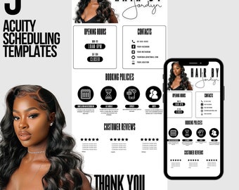Plantilla de programación Acuity, plantilla de programación Acuity para peluqueros, plantillas Canva, marca para peluqueros, sitio web para peluqueros