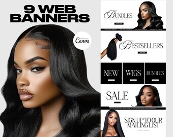 Website Banners, DIY Web Banner Template Design, Shopify Website Banners, Hair Web Banners,Wix Web Banners, Premade Business Design