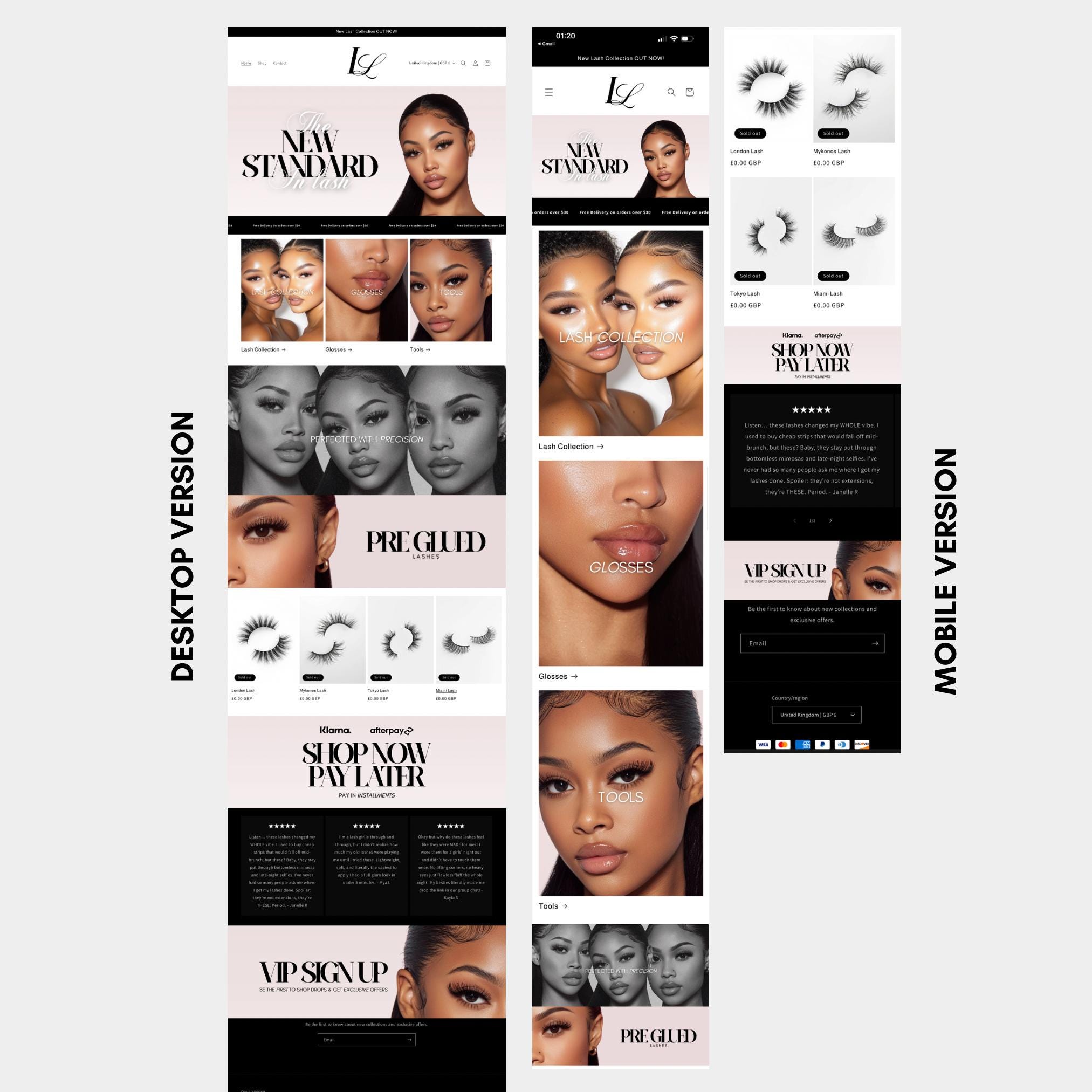 Lash Website Design, Shopify Lashes Website Template, Branding Template ...