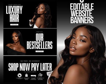Website Banners, DIY Web Banner Template Design, Shopify Website Banners, Hair Web Banners,Wix Web Banners, Premade Business Design