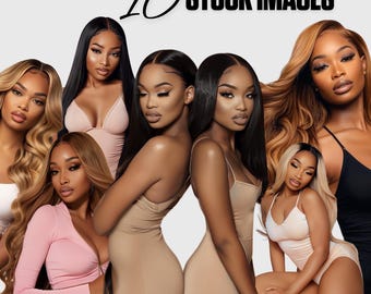 10 Fotos de Stock de Paquetes de Cabello, Imágenes de Stock de Cabello, Sesión de Fotos de Belleza, Foto de Modelo de Extensiones de Cabello, Pelucas Frontales de Encaje