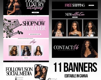 Website Banners, Hair Web Banner, Premade Website Design, DIY Web Banner Template Design, Shopify Website Banners, Editable Website Banners