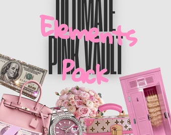 30+ Pink Elements, Graphic pack, Digital, Clip Art, Stock Images, Editable, AI Generated, Pink