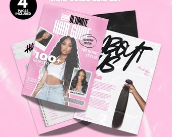 Magazine Template, Hair Guide, Lash Guide, Beauty Magazine Catalog for Lashes, Hair, Nails, MUA, Beautician,Viral Magazine Trend, DIY Canva