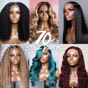 70 Stock Photos Hair Bundle, Hair Stock Images, Beauty Photoshoot, Hair Extensions Model Photo, Lace Front Wigs, Mannequin Head Models