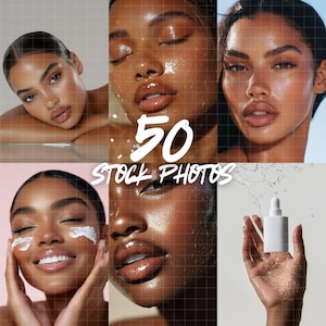 50 Stock Photos Skin Care Bundle, Skin Care Stock Images, Beauty Photoshoot, Skincare Model Photo
