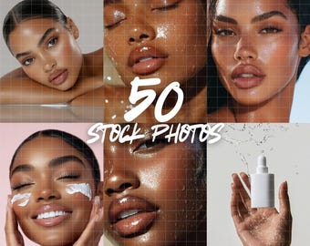 50 Stock Photos Skin Care Bundle, Skin Care Stock Images, Beauty Photoshoot, Skincare Model Photo
