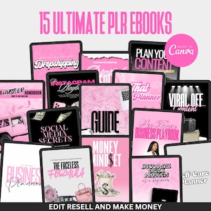 15 PLR Ebooks, Girl Boss bundle, MRR included, Done For You Ebook Template, White Label,Planner, Rich Girl, PLR, eBook, Done For You