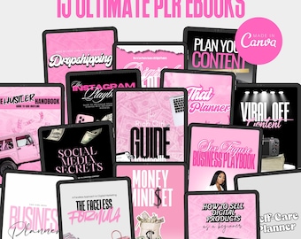15 PLR Ebooks, Girl Boss bundle, MRR included, Done For You Ebook Template, White Label,Planner, Rich Girl, PLR, eBook, Done For You