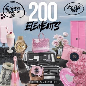 200 KI-generierte Grafikelemente - Clip Art Vault | Transparente PNGs für Flyer, Planer, Vision Boards, eBooks & Branding