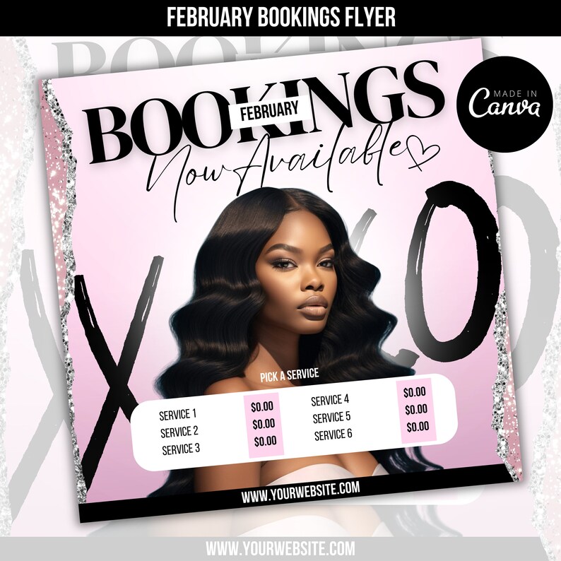 February Booking Flyer Template | DIY Instagram Social Media Valentines ...
