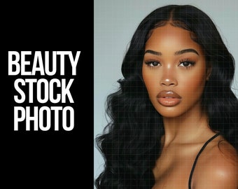 Foto de stock de belleza, Foto de stock de maquillaje, Modelo afroamericano, Imágenes de belleza Foto de stock de cabello, Foto Extensión de cabello Descarga digital