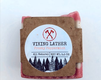 Viking Lather: Frosty Peppermint - All Natural Bar Soap - Made with Pure Essential oils