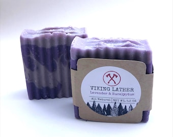 Viking Lather: Lavendel & Eucalyptus - Alle natuurlijke zeep - Pure essentiële oliën