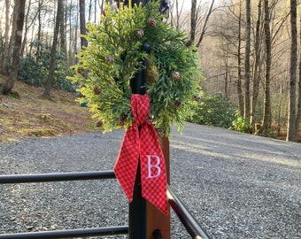 Red and White Flannel Winter Wreath Sash