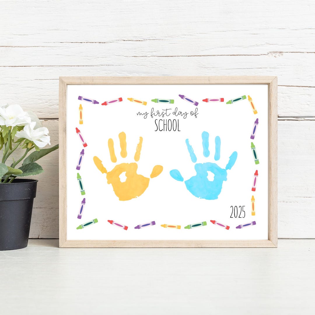 First Day of School Handprint Art Craft, 2025 Pre-k Back to School ...