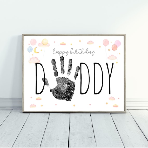 Happy Birthday Daddy Keepsake Art, DIY Handprint Birthday Card, Preschool Toddler Paint Craft