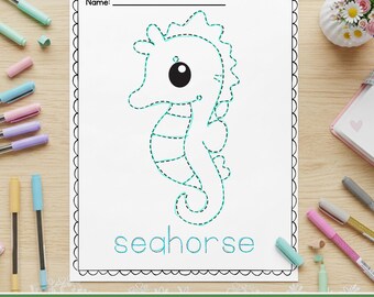 Sea Creatures Line Tracing Worksheet Bundle, Ocean Animals Preschool Fine Motor Skills Worksheets, Prewriting Practice Kindergarten