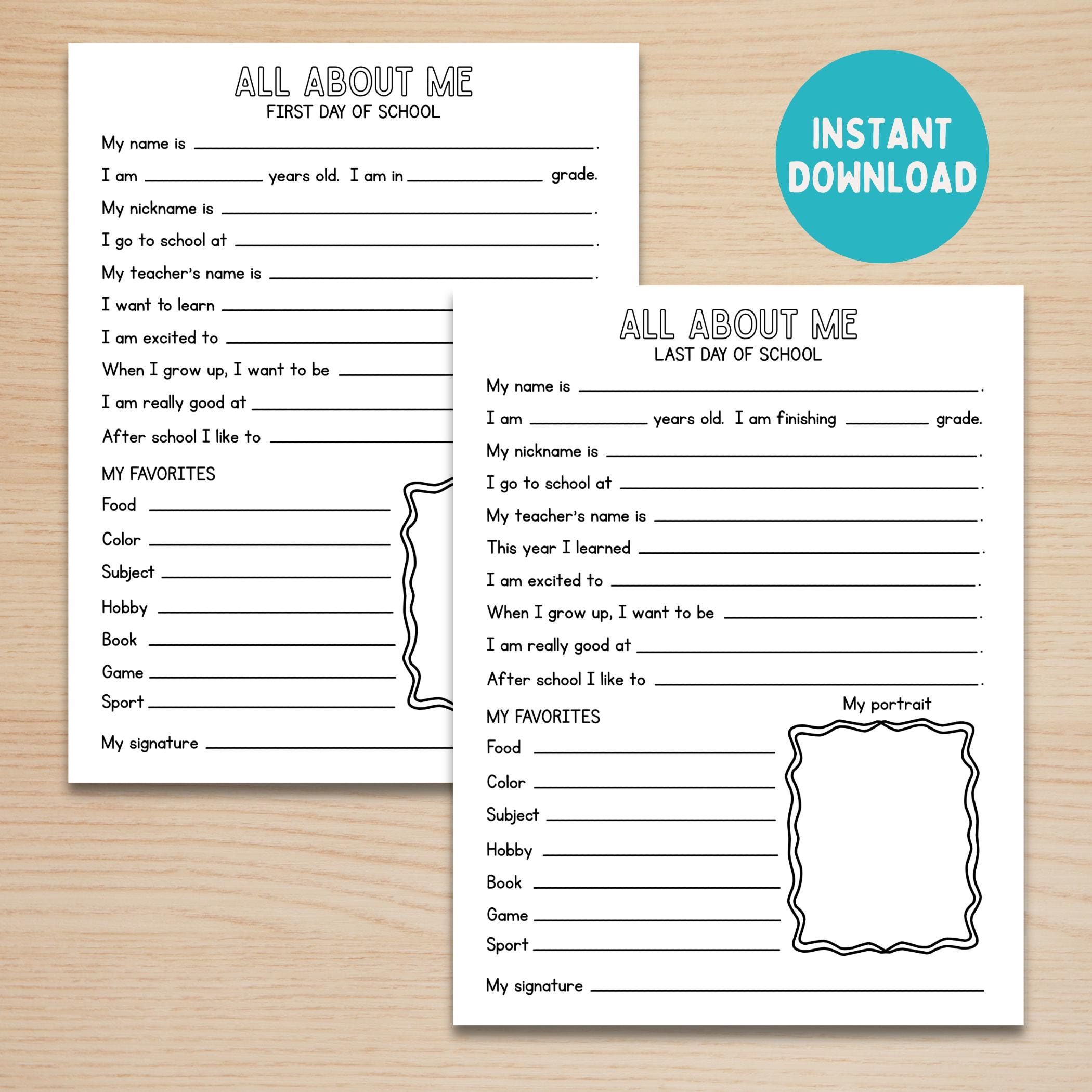 Back to School All About Me Worksheet, First Day of School Get to Know ...