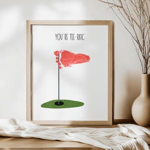 Golfing Teerific Fathers Day Footprint Art, Golfer Infant Footprint Art Craft DIY, Birthday Baby Footprint Keepsake Gift For Grandpa Dad