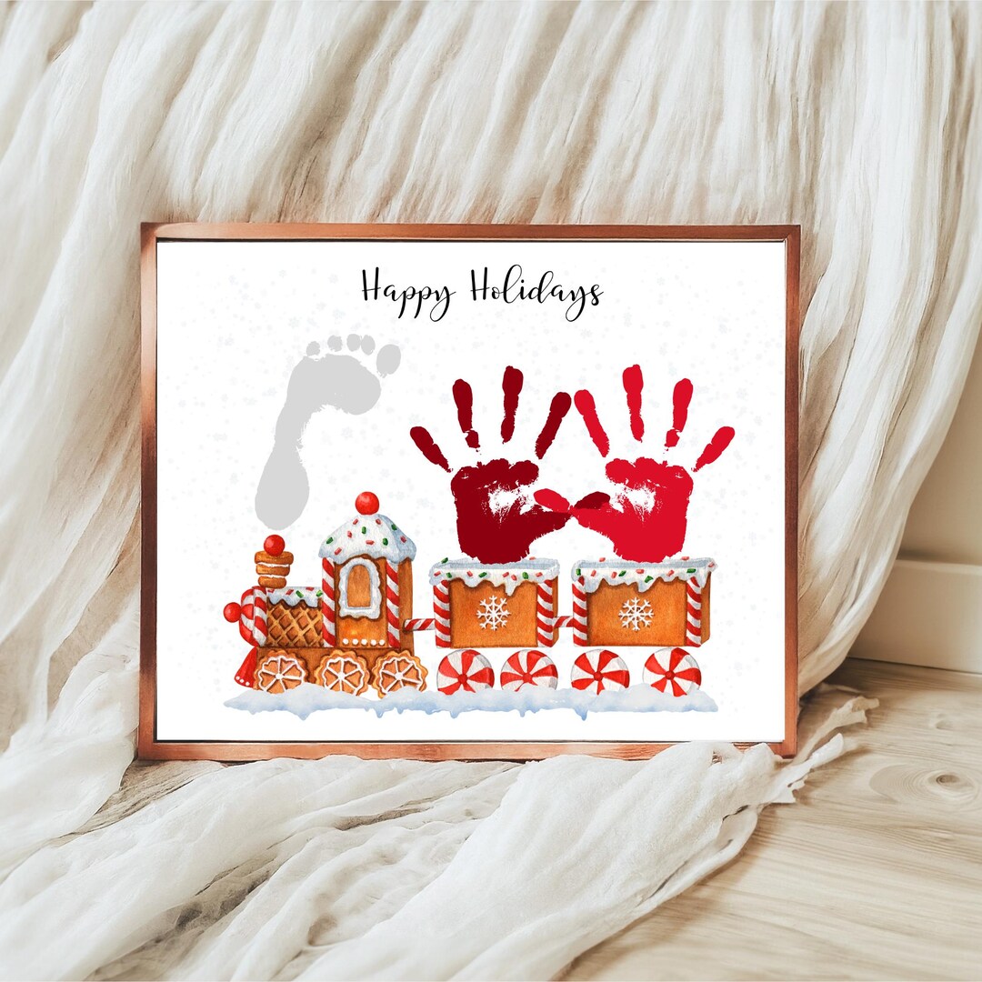 Happy Holidays Handprint Craft, Gingerbread Train Handprint Keepsake ...