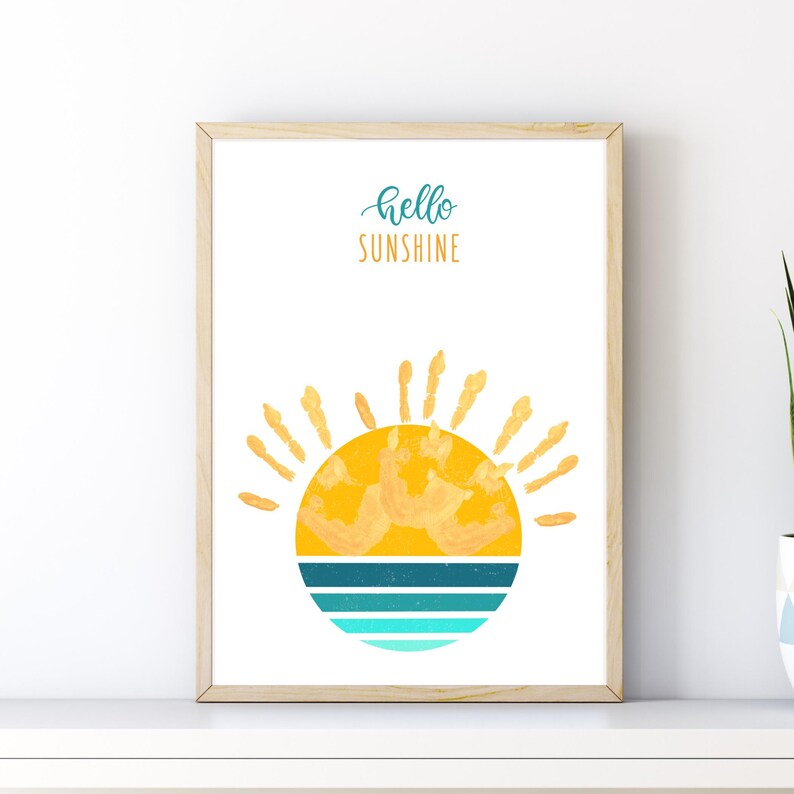 Hello Sunshine Handprint Craft DIY, Summer Pre K Fingerprint Art ...