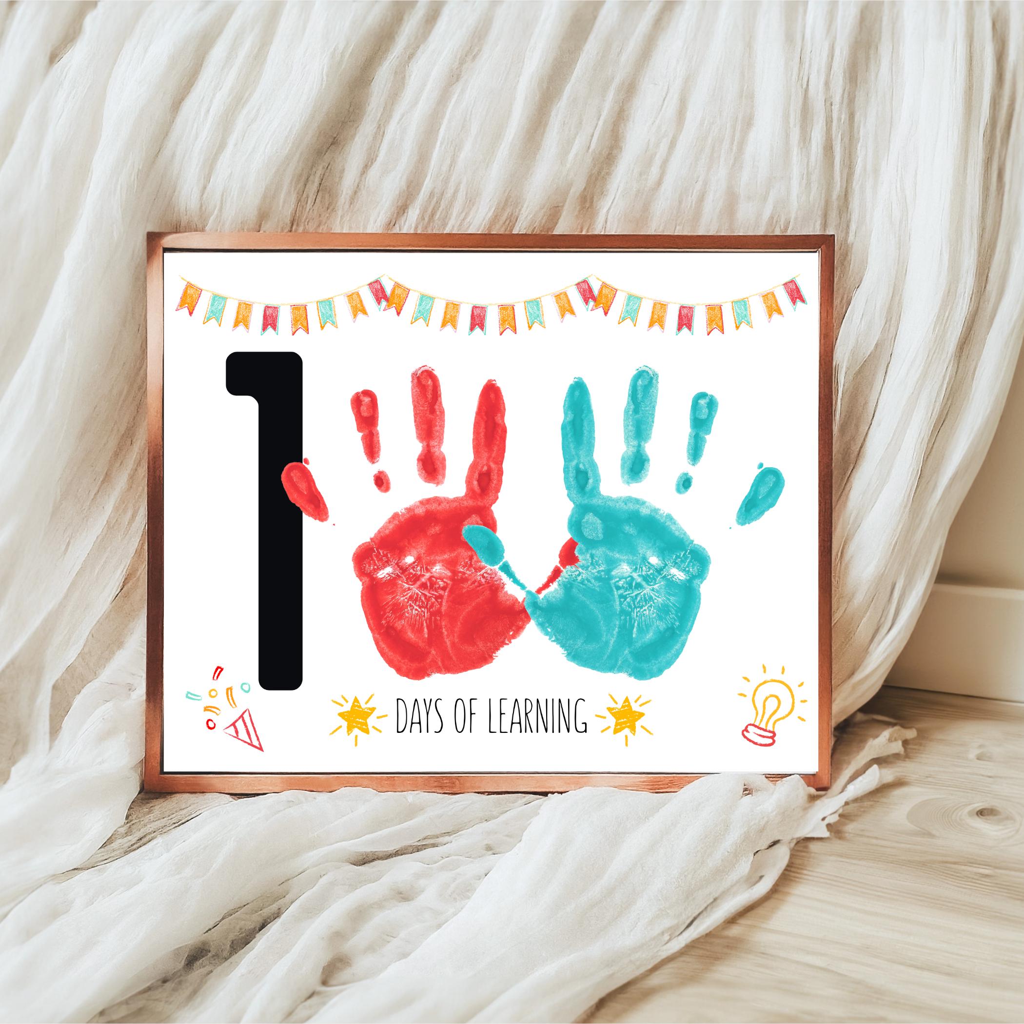 100 Days of Learning Handprint Craft: Chalk Doodle 100th Day of School ...