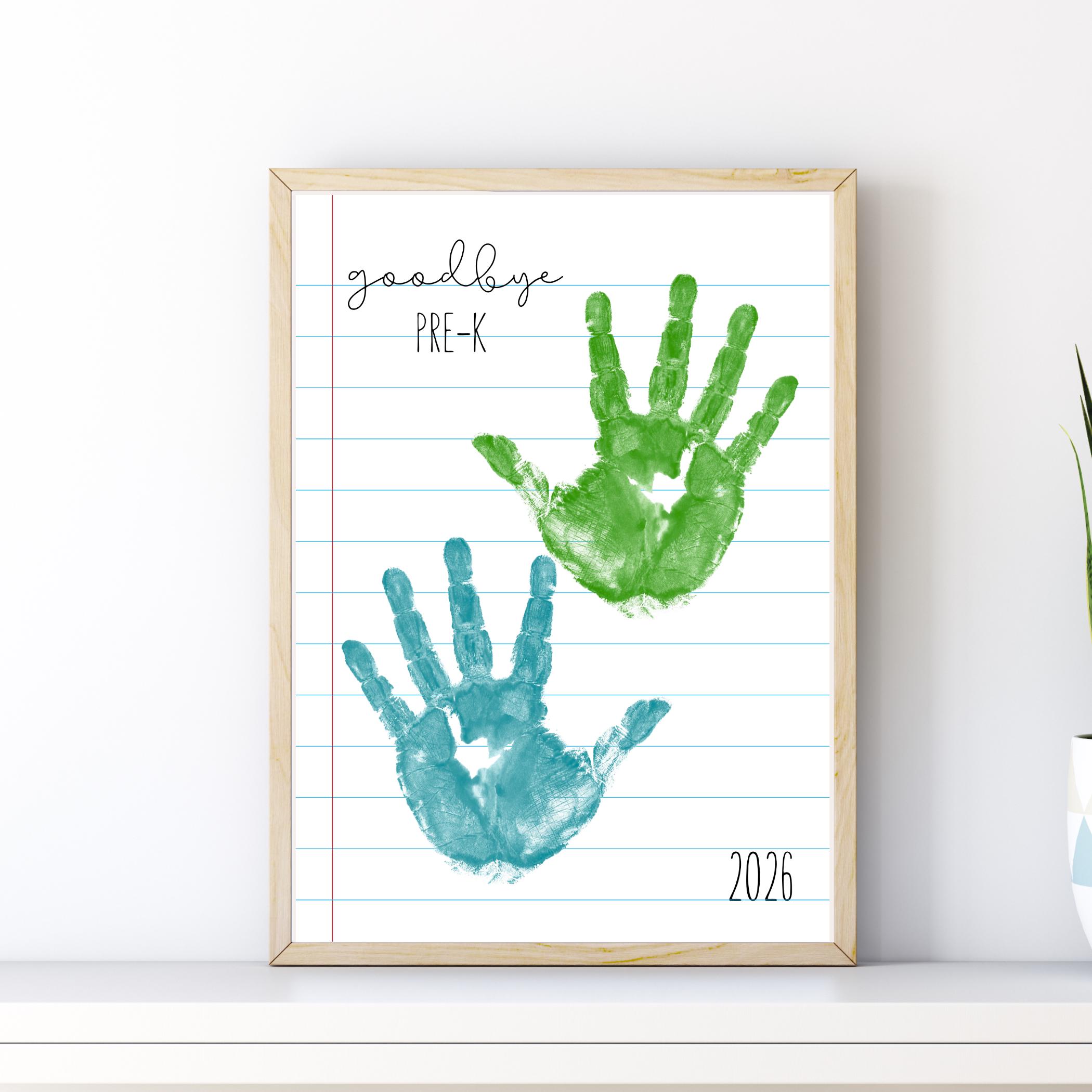 Goodbye Pre K Handprint Keepsake Art, Last Day of School Handprint ...