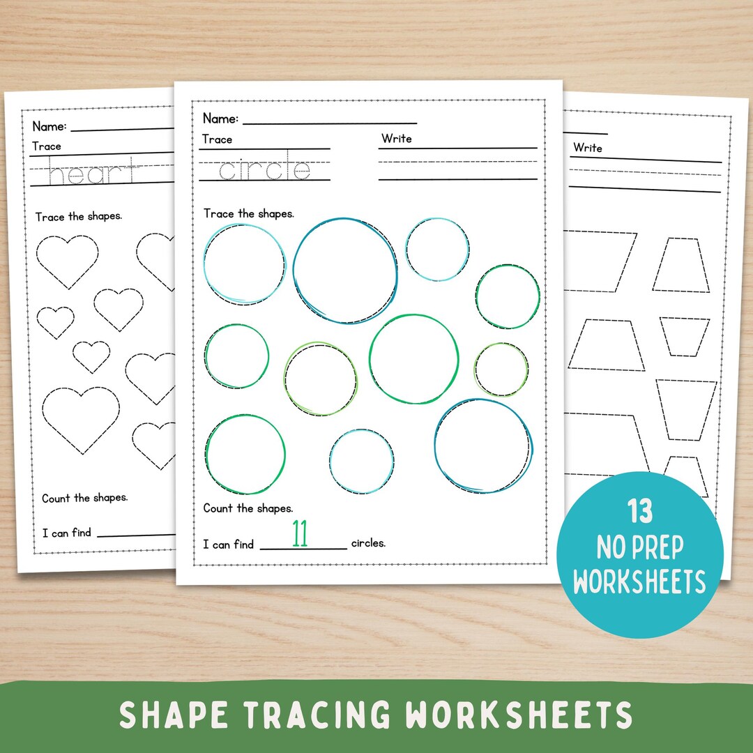 Trace the Shape Worksheets, Preschool Worksheet Learn Shapes, Shape ...