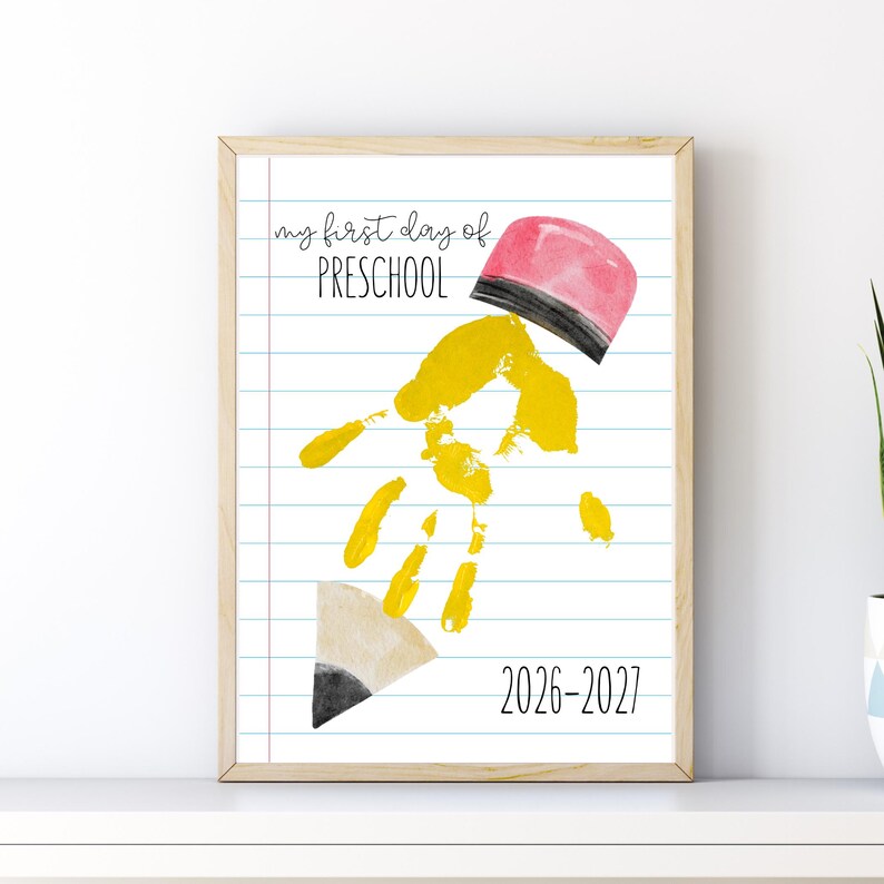 Preschool Back to School Keepsake Art, First Day of Preschool Handprint