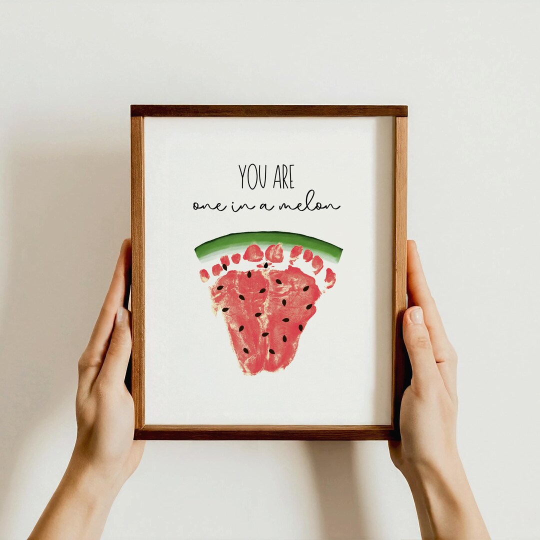 You Are One in A Melon Footprint Art Craft DIY, Summer Watermelon ...