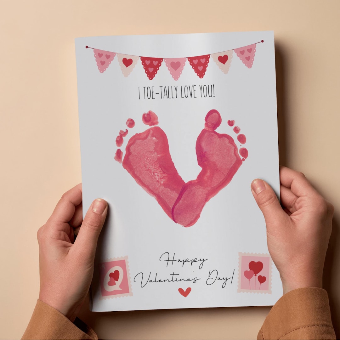 I Toe-tally Love You Footprint Craft, Valentine's Day Baby Footprint ...