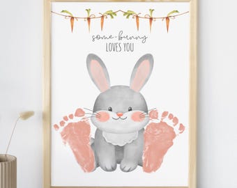 Ein Häschen liebt dich Fußabdruck Handwerk, Ostern Fußabdruck Andenken Kunst, Baby Frühling Kaninchen Fußabdruck Handwerk