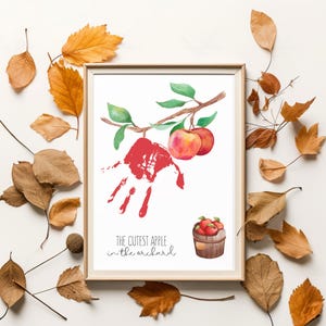 Süßer Apfel im Obstgarten, Handabdruck Handwerk: Herbst Apfel Handabdruck Andenken Kunstprojekt, September Kindertagesstätte Kleinkind Aktivität