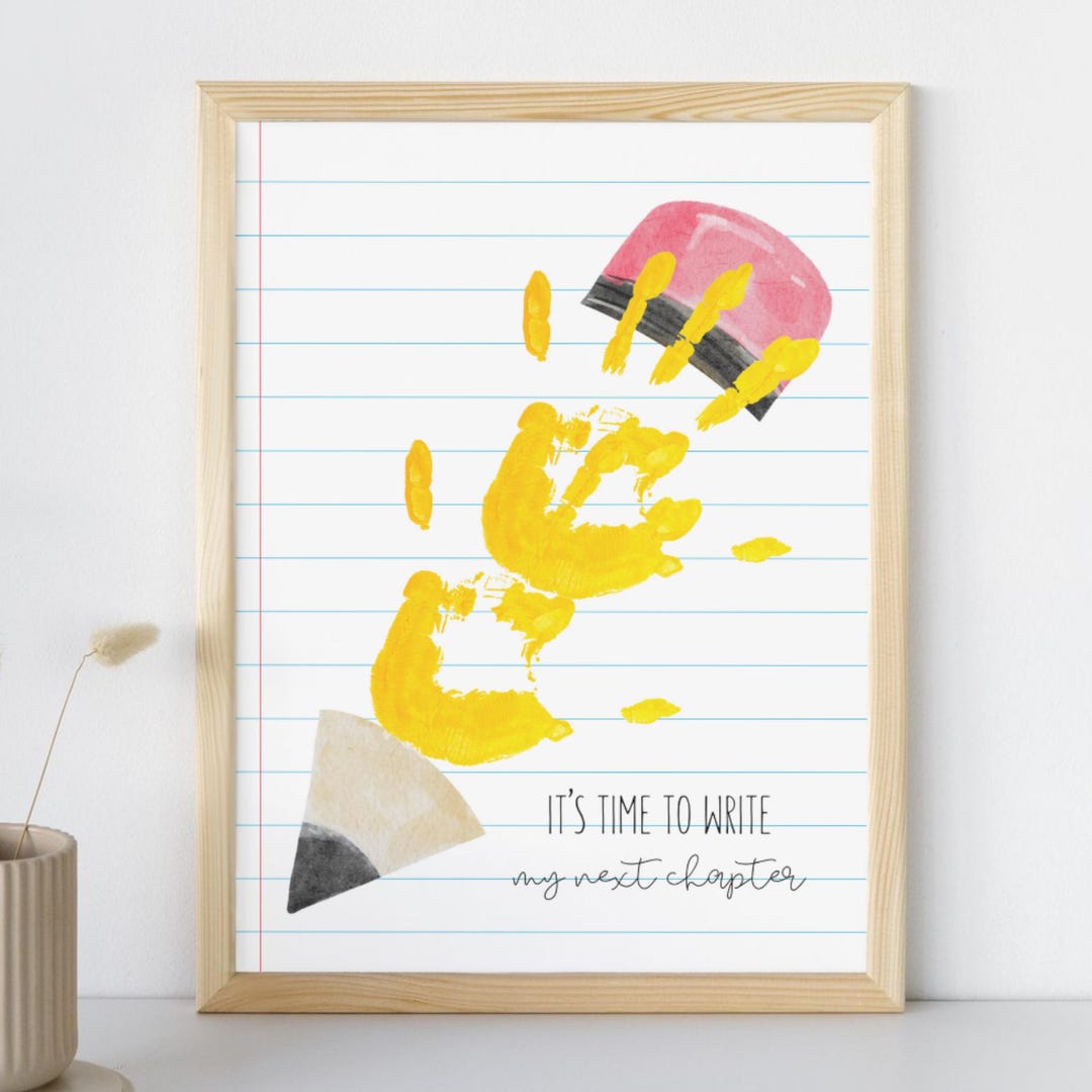 First Day of School Handprint Craft, Next Chapter Pencil Back to School ...