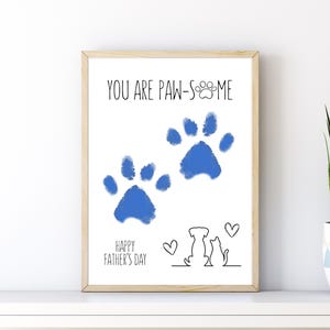 Impression artistique de la fête des pères, impression de pattes de chien, artisanat d'art, impression de pattes de chat, cadeau souvenir pour papa, grand-père et enfant