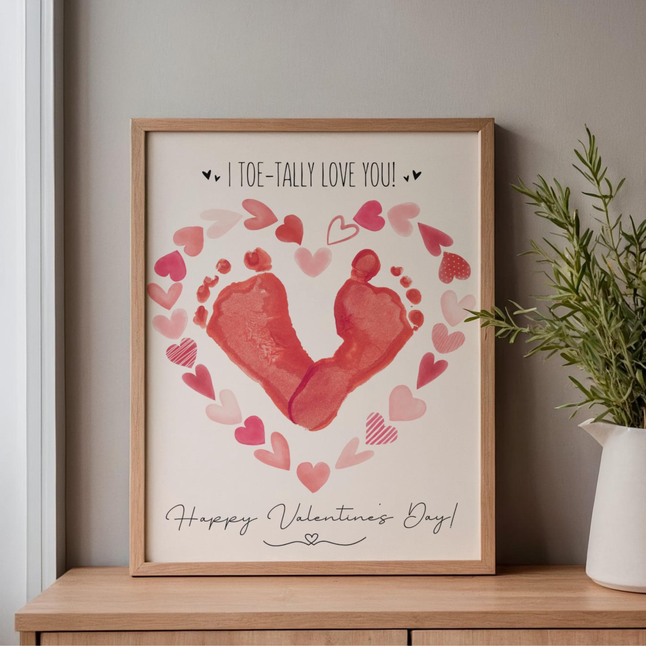 I Toe-tally Love You Footprint Craft, Valentine's Day Baby Footprint ...