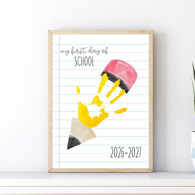 First Day of School Handprint Craft, Pencil Back to School Keepsake Art ...