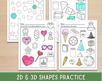 Preschool Worksheet Learn Shapes, Shape Matching Worksheets, Shape Hunt Worksheets, Handwriting Fine Motor Skills Sheets For Pre K