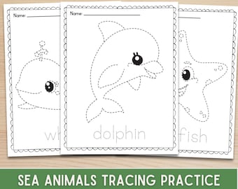 Under The Sea Line Tracing Worksheet Bundle, Ocean Animals Preschool Fine Motor Skills Worksheets, Prewriting Practice Kindergarten